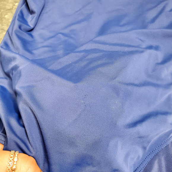 Balera Dance Blue One-Piece Leotard Sheer Shoulder Size: M - Picture 2 of 5